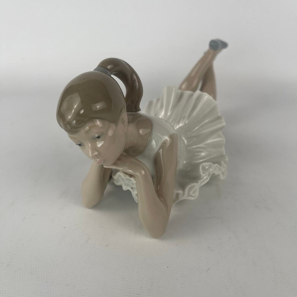 NAO by LLADRO Porcelain Pensive Ballerina Lying Down White Tutu